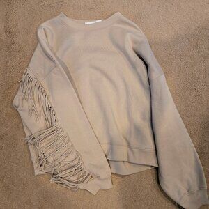 Gap NWT Beige Fringe Sleeve Sweatshirt Sweater M